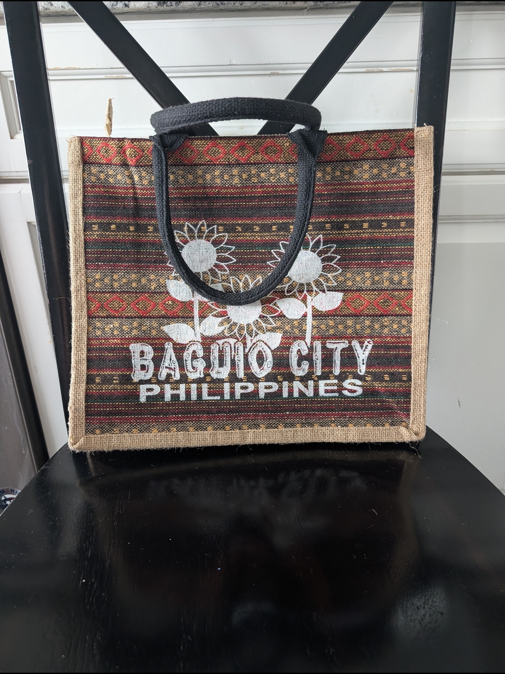 Baguio City Philippines Sunflower Jute Tote Bag Bohenian